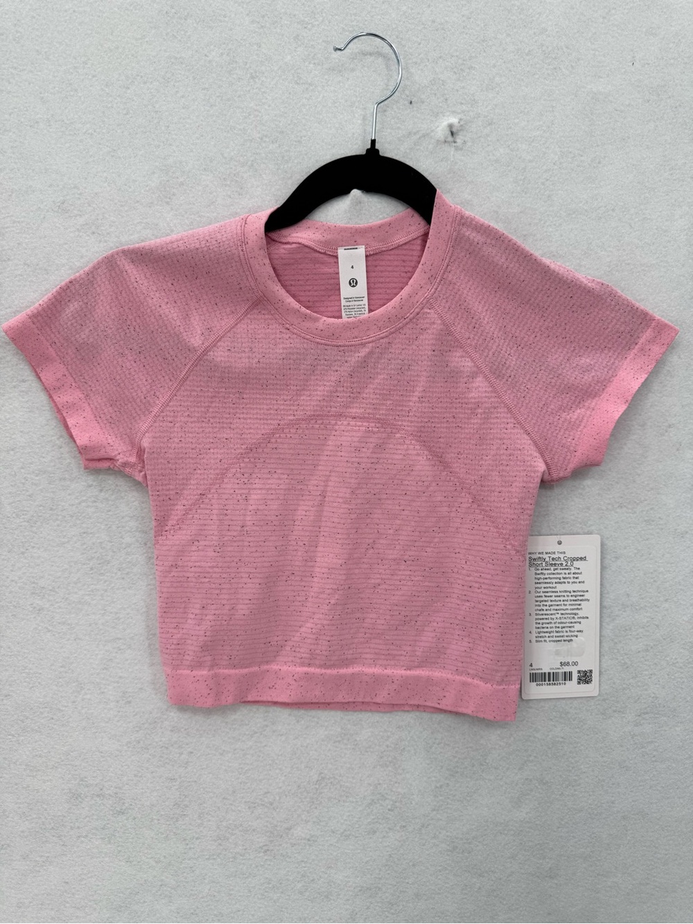 NWT Lululemon Swiftly Tech Cropped Short-Sleeve Shirt 2.0 Candy Cloud/Multi SZ 4